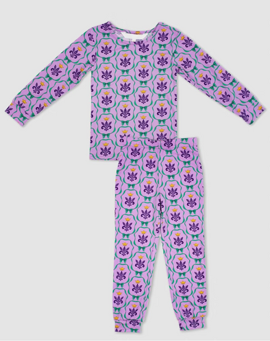 Kid's Mardi Bow Long Sleeve Pajamas