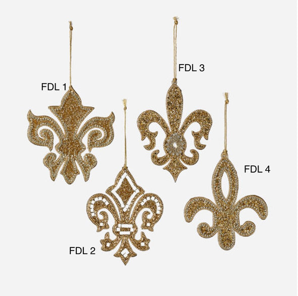 Gold Jewel Fleur De Lis Ornament In 4 Options