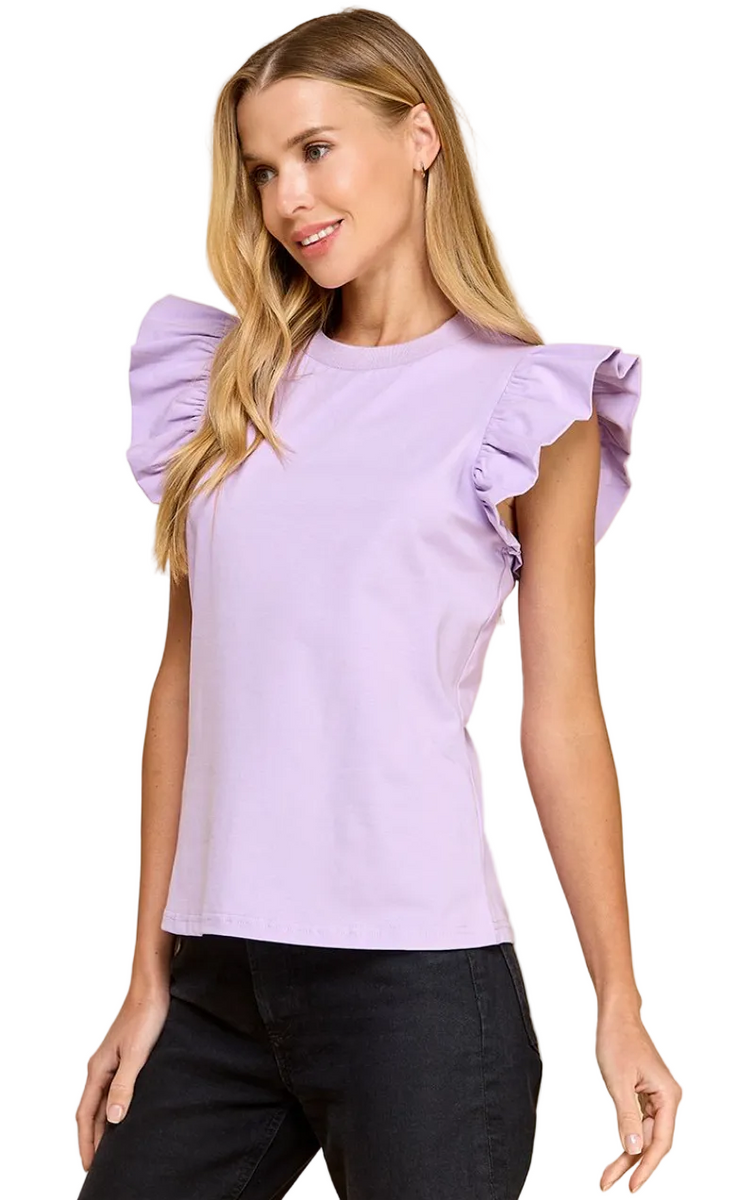 Poplin Ruffle Sleeve Top In 3 Colors – NOLA BOO
