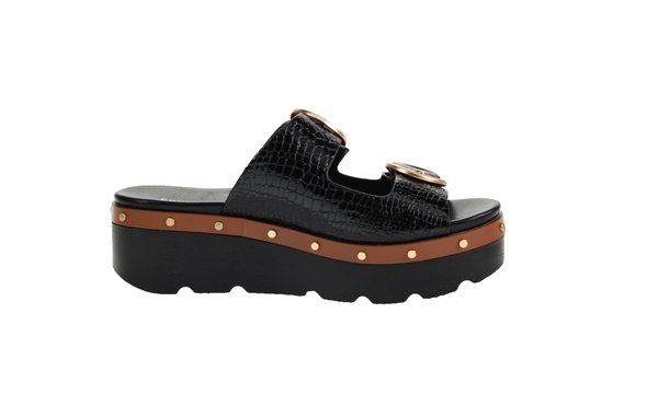 Surfs Up Sandal in Smooth Beige Or Black Croc