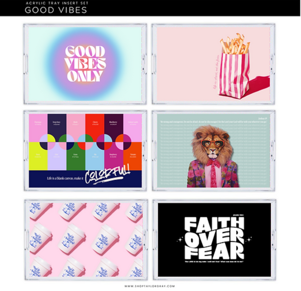 Themed Acrylic Tray INSERTS ONLY in 2 Sizes