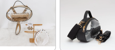 Football Shaped Clear Purse in Gold or Black