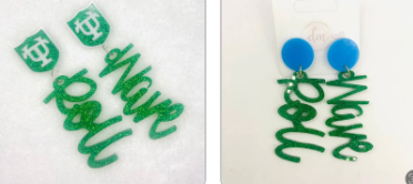 Glitter Tulane Roll Wave Acrylic Earrings in 2 Options