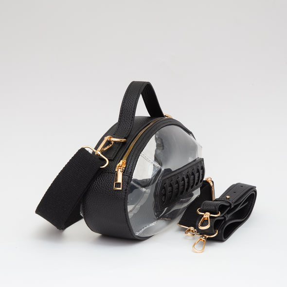 Football Shaped Clear Purse in Gold or Black
