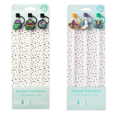 Swig Mardi Gras Straw Toppers In 2 Options