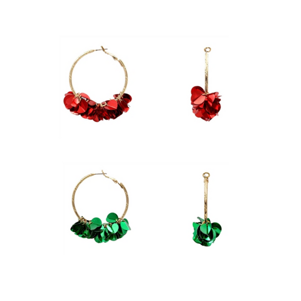Acrylic Round Multi Layer Earrings in Red Or Green