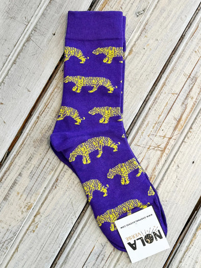 Purple Game Day Tiger Geaux Socks