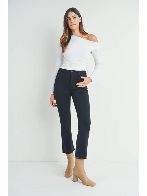 High Rise Denim Tonal Crop Flare Jeans In 6 Color Washes
