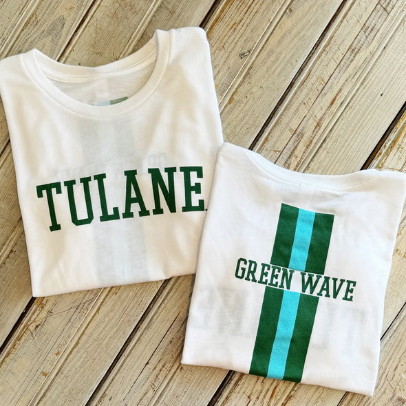 White Tulane Varsity Crop Top