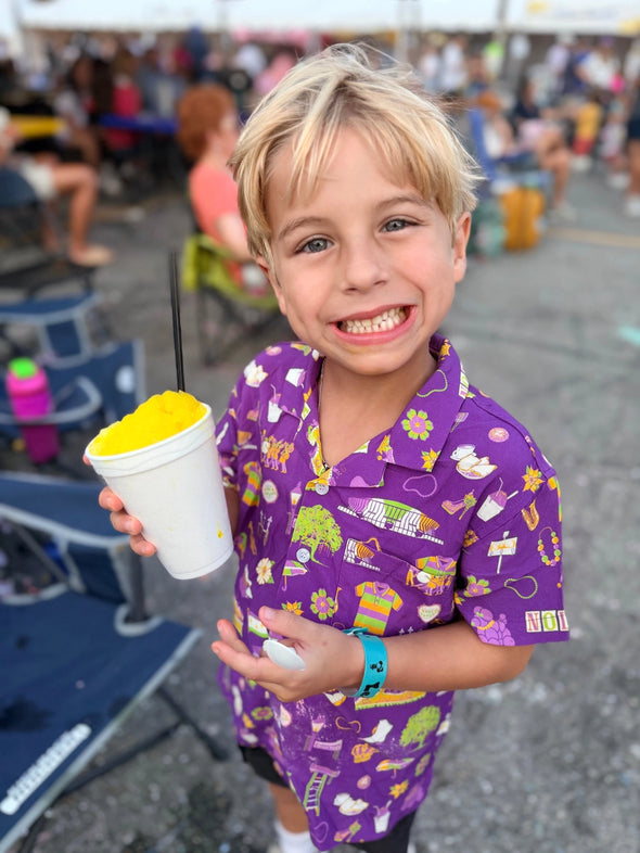 Kids Mardi Gras Icons Hawaiian Shirt 2T-14