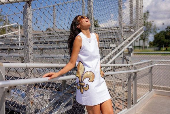 White Fleur De Lis Tank Dress (XS-XXL)