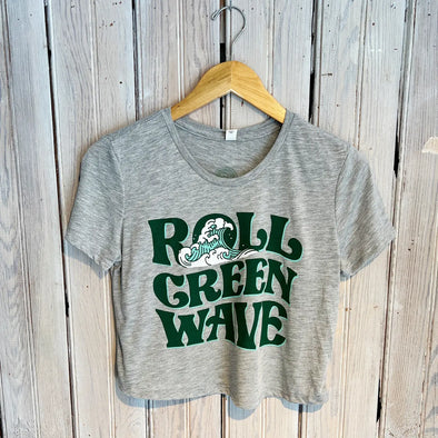 Tulane Roll Green Wave Crop Top