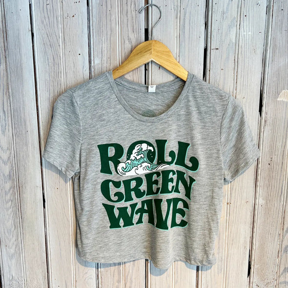 Tulane Roll Green Wave Crop Top