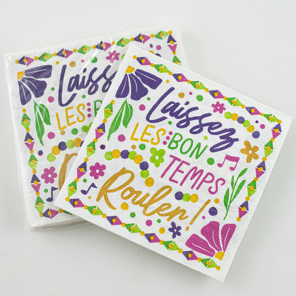 Floral Mardi Gras Cocktail Napkins