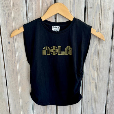 Black Mono Nola Ruched Tank