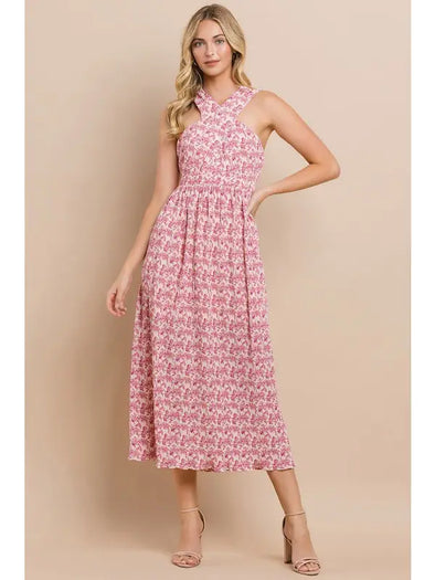 Blossom Pleated Midi Dress