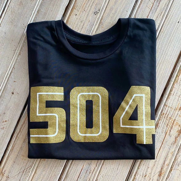 Black And Gold 504 Unisex Tee With White Detailing (XS-XXL)