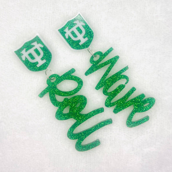 Glitter Tulane Roll Wave Acrylic Earrings in 2 Options