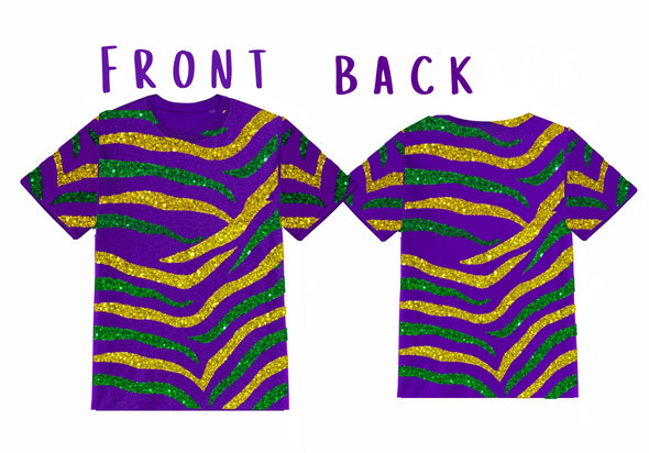 Mardi Gras Sequin Tiger Stripe Shirt in 2 Colors (XS-XXL)