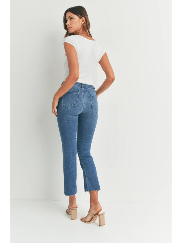 High Rise Denim Tonal Crop Flare Jeans In 6 Color Washes