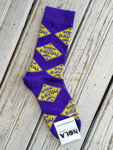Purple And Yellow Born On The Bayou Socks