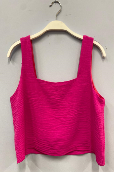 Cropped Sleeveless Airflow Top With Square Neckline