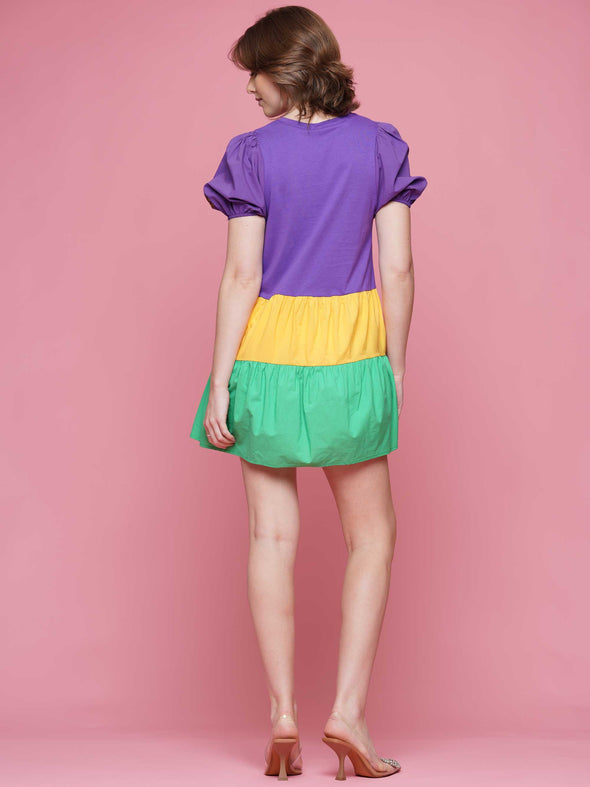 Mardi Gras Sequin Fleur De Lis Baby Doll Dress (S-XXL)