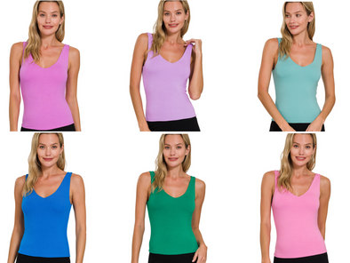 Rayon Double Layered V Neck Tank Top