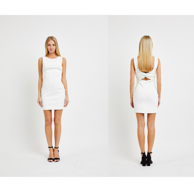 White Twist Detail Mini Dress