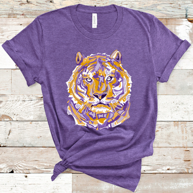 Layered Purple and Gold Tiger Graphic Tee (S-XXXL)