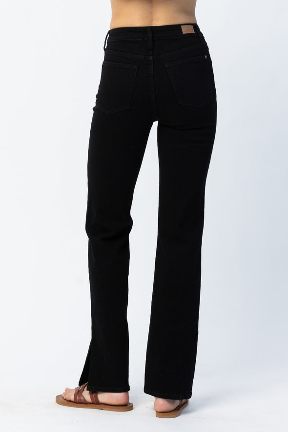High Waisted 90s Black Jeans with Slits