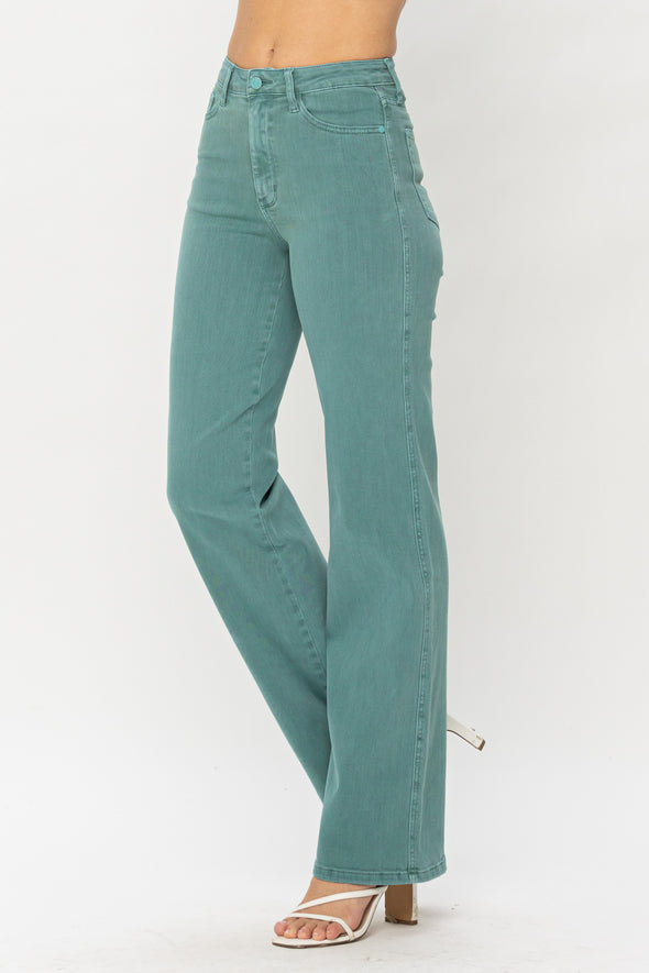 High Waisted Garment Dyed 90s Straight Leg Jeans