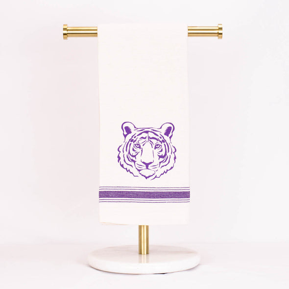 Get Em Tiger Head Hand Towel In Purple Or Gold