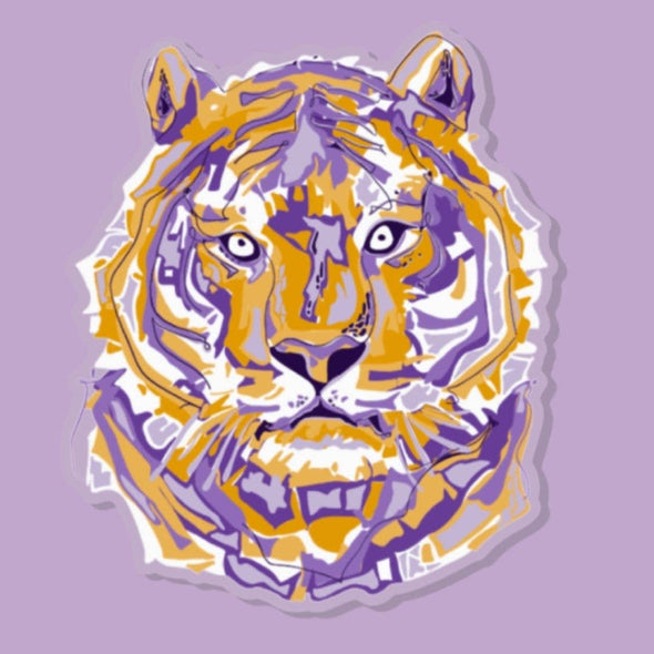 3" Waterproof Purple & Gold Layered Tiger Sticker