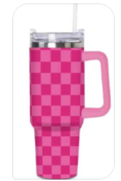 Daily Quencher Pink Check Tumbler