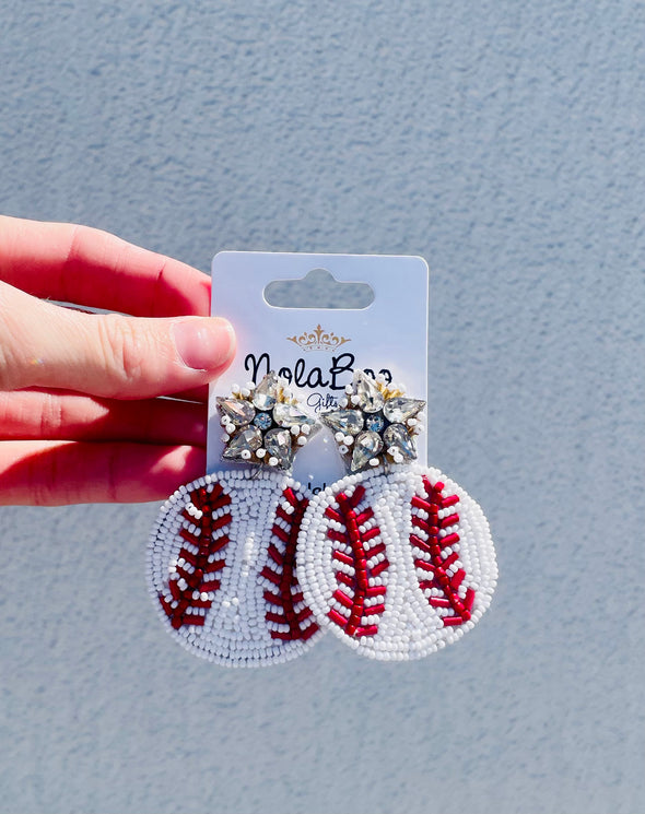 Beaded Baseball Ballpark Earrings