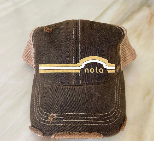 NOLA retro Black and Gold Hat