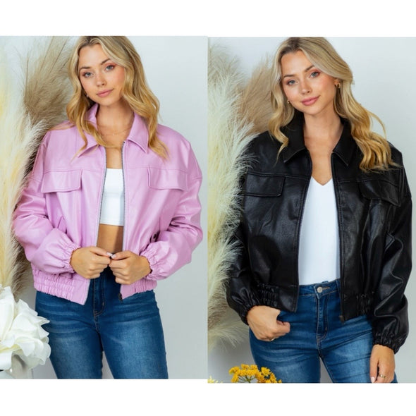 Here for the Party Faux Leather Jacket