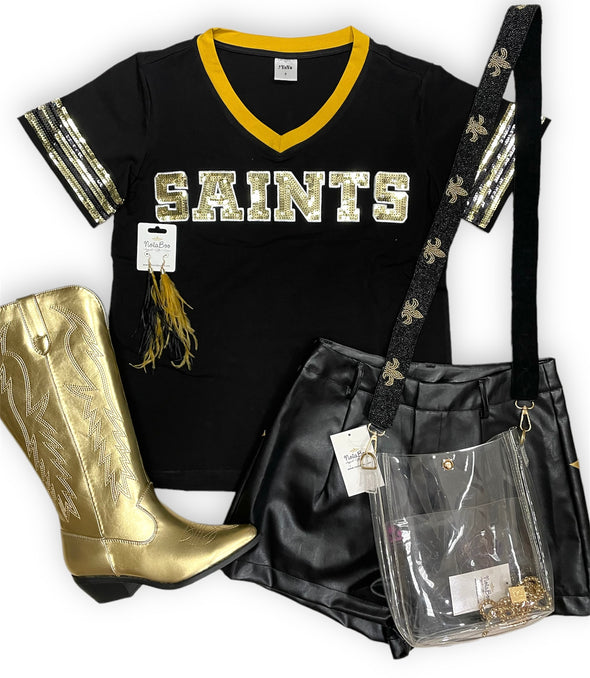 Saints Sequin Top In Black Or White