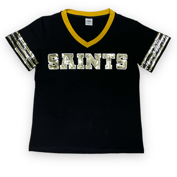 Saints Sequin Top In Black Or White