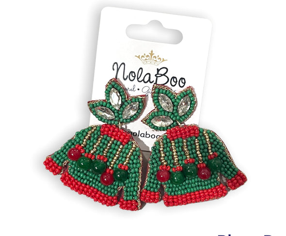Red and green Christmas Sweater Earrings