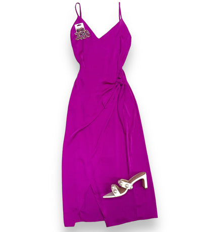 Orchid Washed Satin Wrap Midi Dress