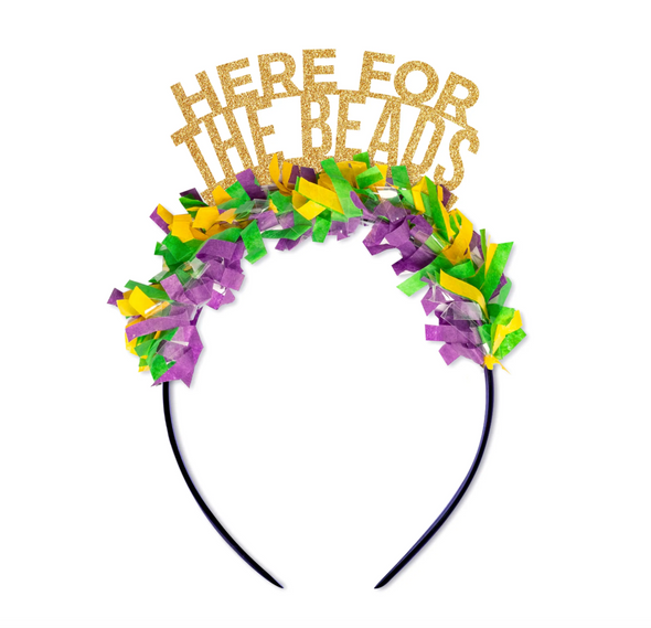 Here for the Beads Mardi Gras Party Crown Headband