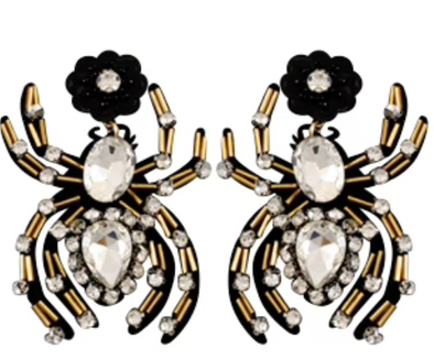 Halloween Rhinestone Spider Earrings