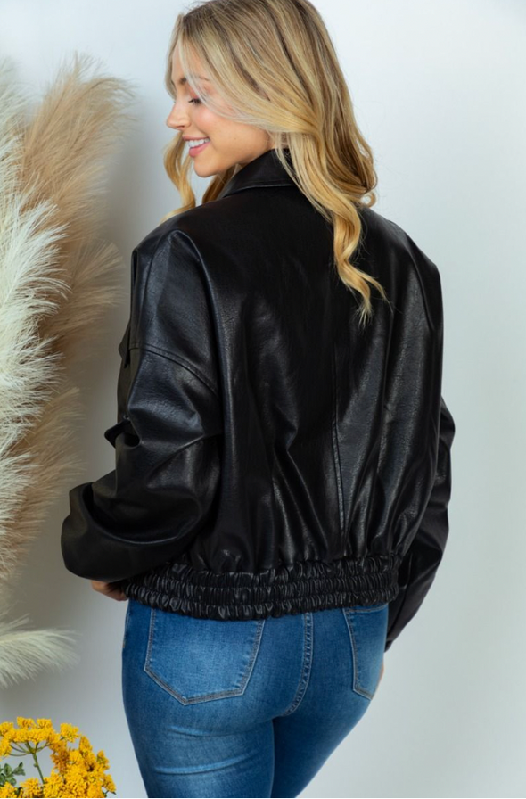 Here for the Party Faux Leather Jacket (CURVY)