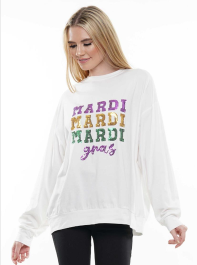 Mardi Gras Sequin Long Sleeve Shirt