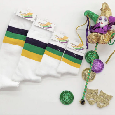 Infant White Mardi Gras Stripe Socks