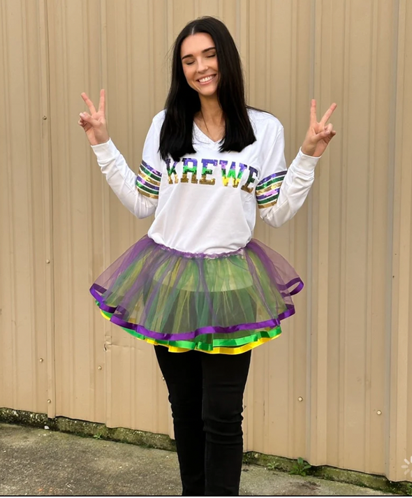 Krewe French Terry Long Sleeve Adult Sequin Top