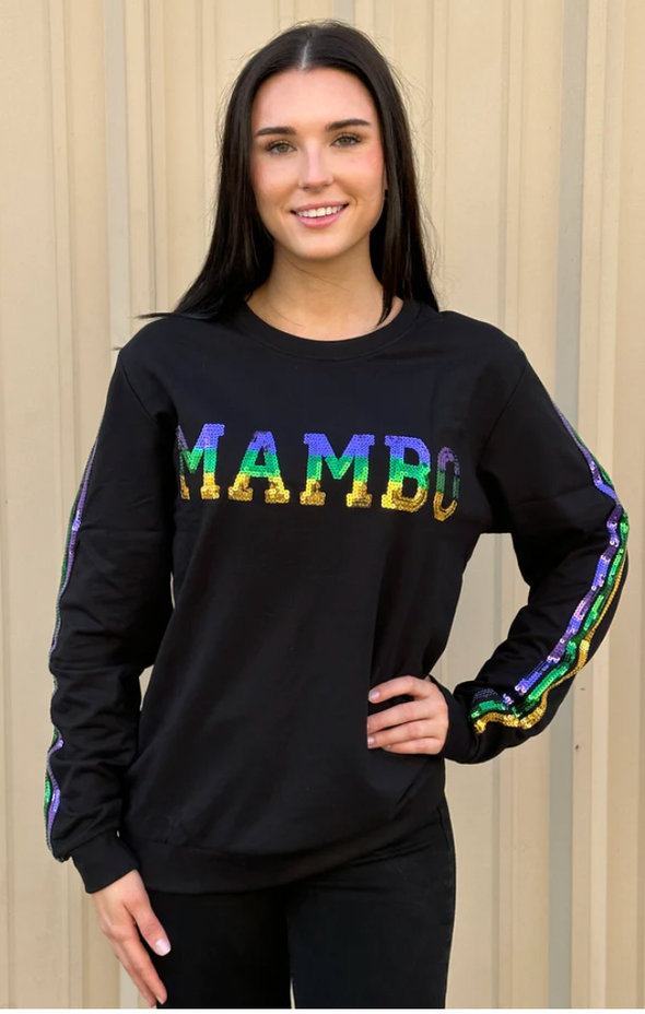 Mambo French Terry Sequin Long Sleeve Top