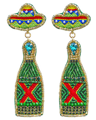 Beaded Sombrero & Bottle Earrings